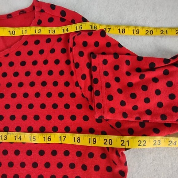 Kim Rogers Womens 100% Cotton Red And Black Polka Dot Pullover Shirt. Size XL - Picture 8 of 12